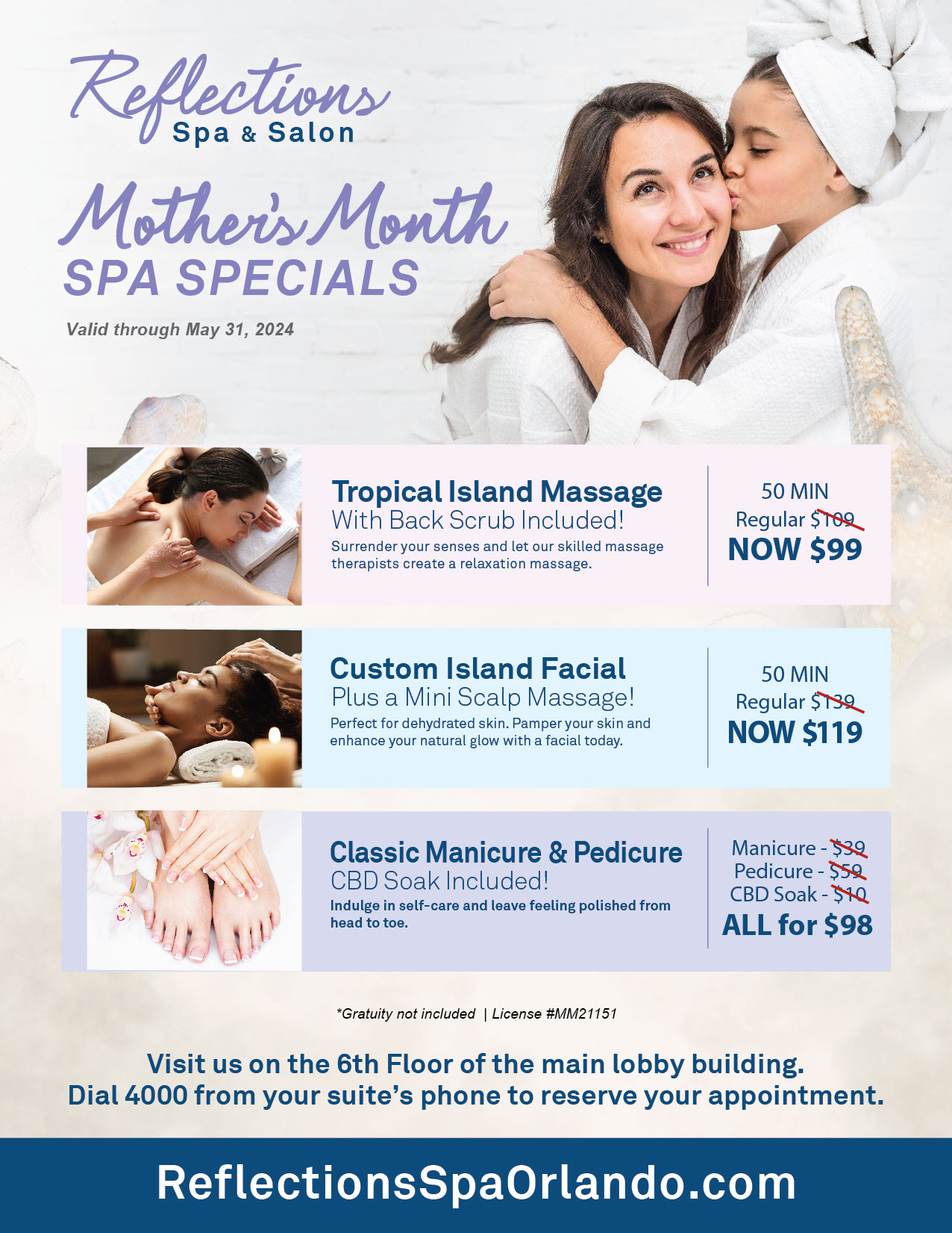 Reflections Spa Mothers Day 2024 Flyer